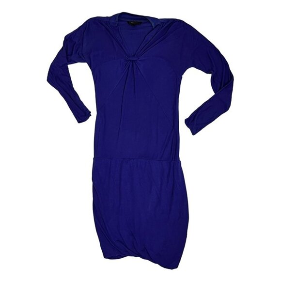 BCBGmaxazria Women's dress S purple blue long sleeve mini faux wrap jersey knit - Picture 10 of 10